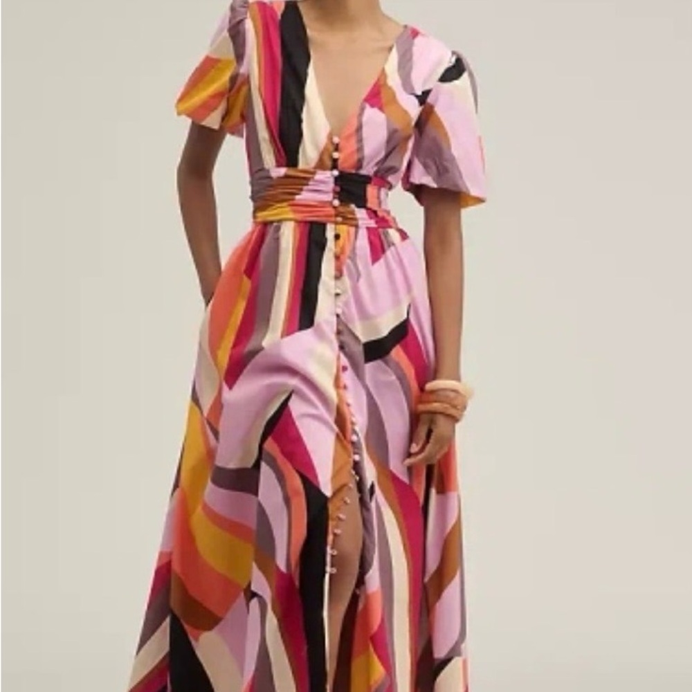 Anthropologie Pink and Orange Maxi Dress